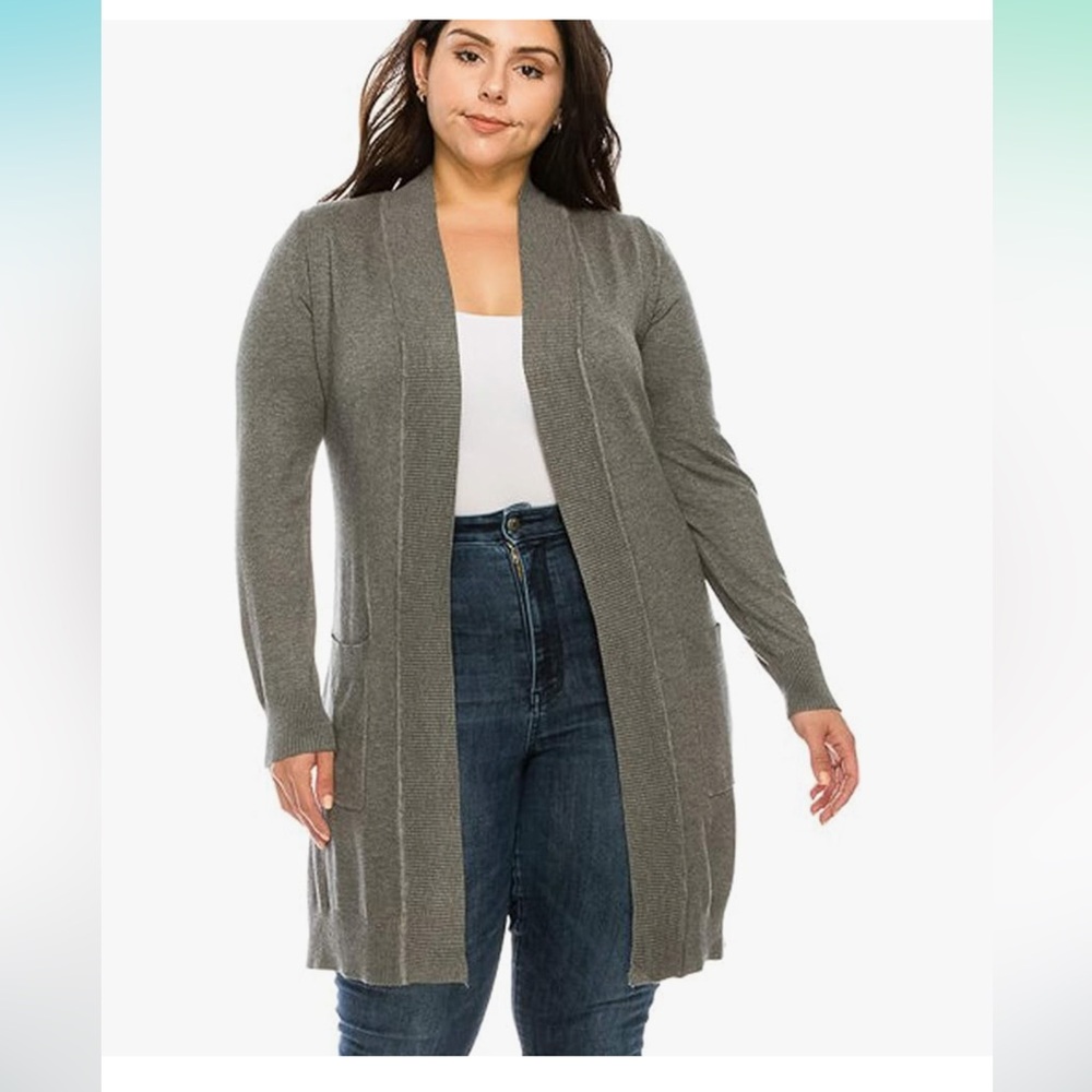 Cielo Women's Long Sleeve Sweater Duster Cardigan, 3x Grey NWOT